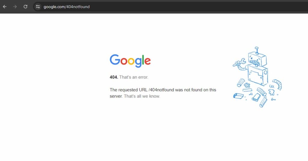 Google's 404 error page