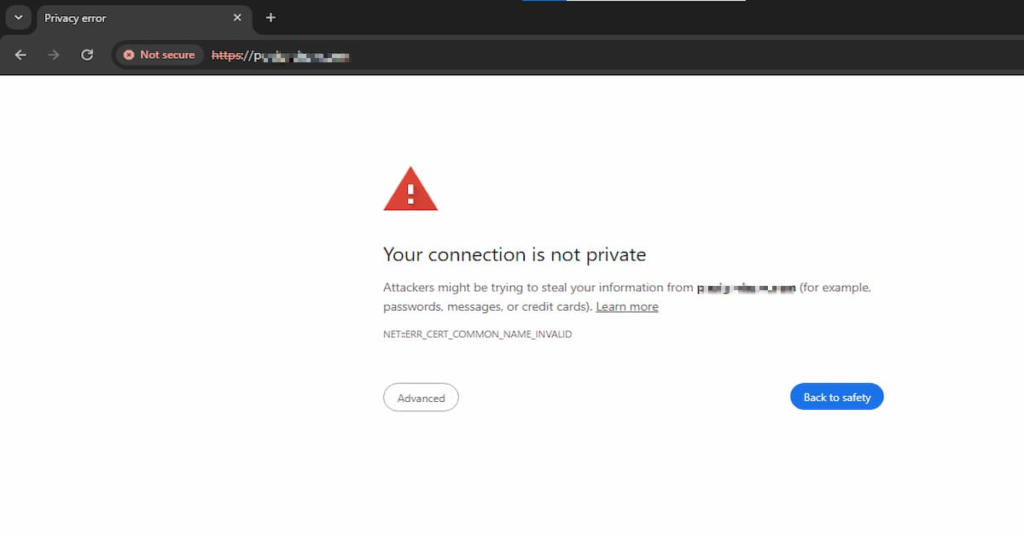 screenshot of how chrome displays sites without https