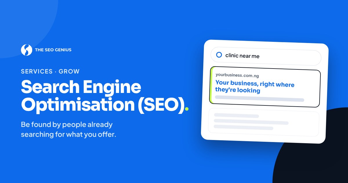 Search Engine Optimisation (SEO) by THE SEO GENIUS: be found by people already searching for what you offer.