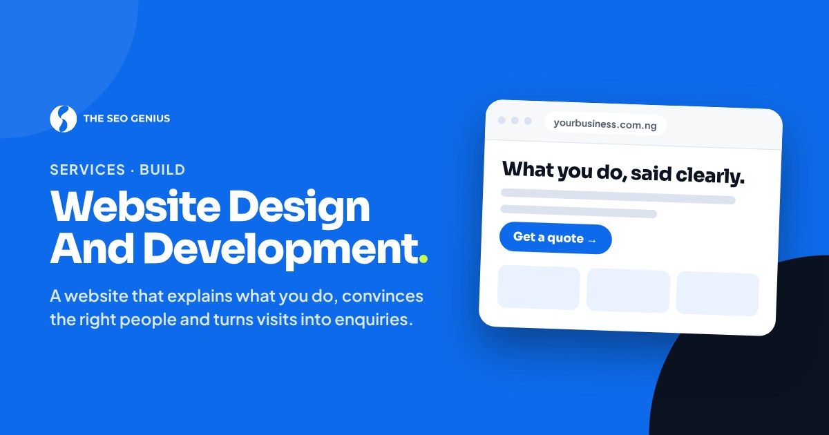 Website Design And Development by THE SEO GENIUS: a website that explains what you do, convinces the right people and turns visits into enquiries.